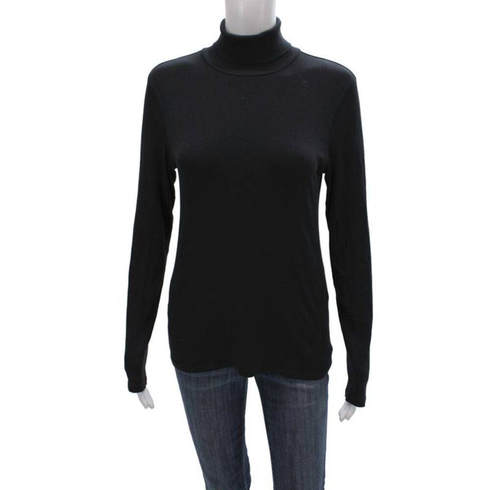 Everlane Women Black Pima Cotton Turtleneck Pullover Sweater Long Sleeve Size L